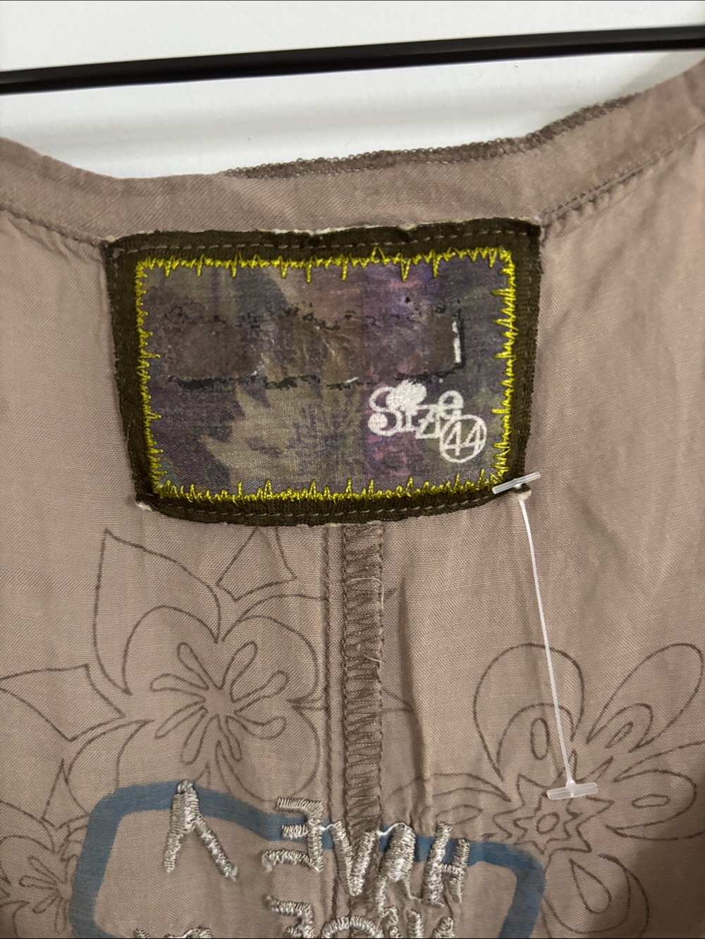 Desigual Taupe Floral Embroidered Button-Front Dress silk - Picture 2 of 9
